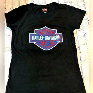 HARLEY DAVIDSON Boston, MA women’s medium black cotton shirt